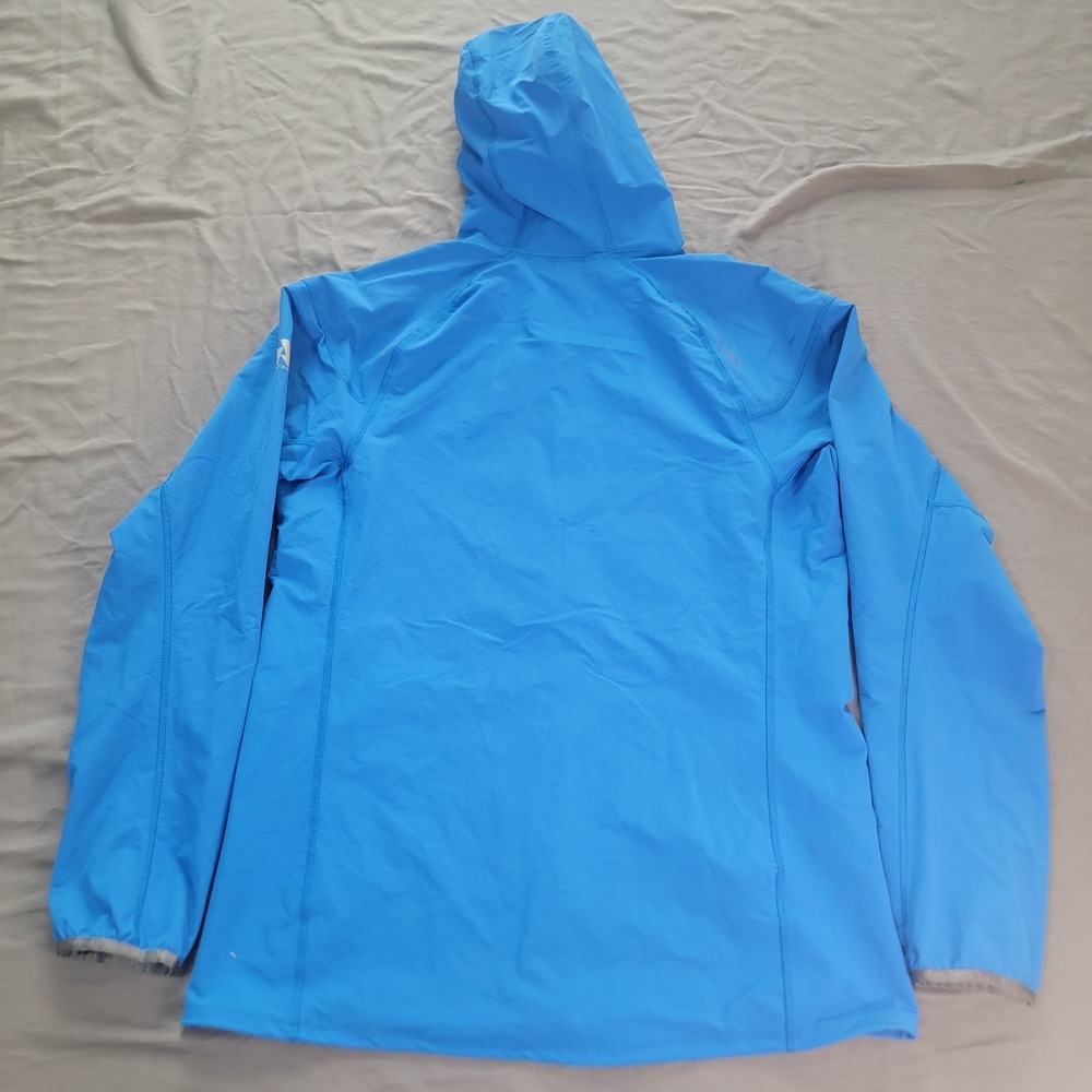 Eddie Bauer First Ascent Rain Jacket Men's Medium Blue Hoodie Full Zip Pcokets - Picture 3 of 7